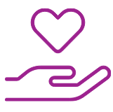 Icon showing a hand with a heart hovering above it