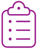 Icon showin a checklist on a clipboard