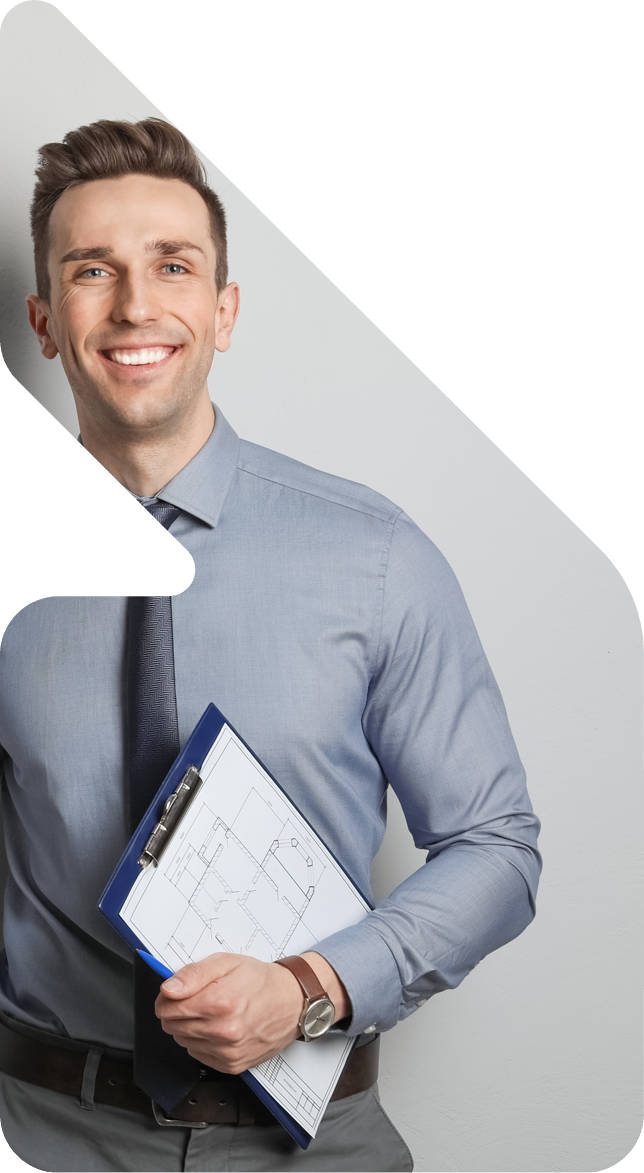 Image showing a business man holding a clipboard