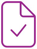 Icon showing a check list with a tick mark on it
