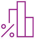 Icon showing a bar graph with a percentage symbol next to it