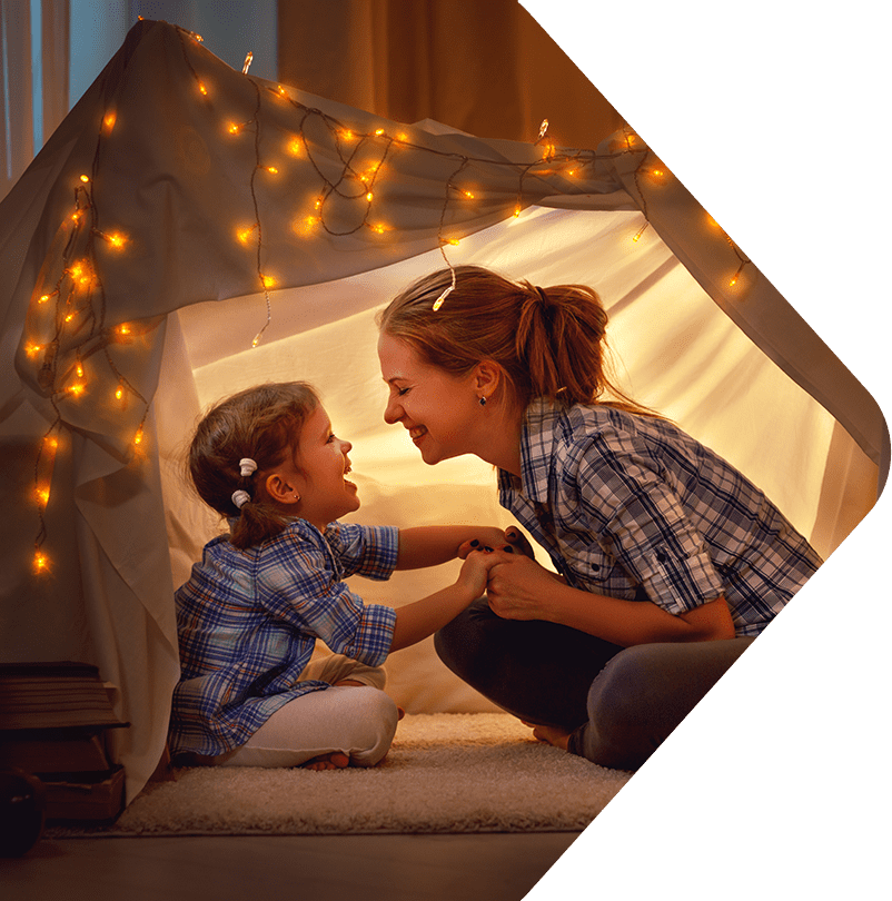 Image showing a Mum in a makeshift den with her daughter