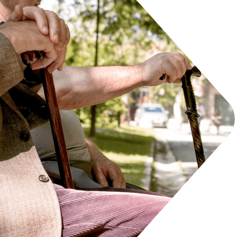 Image showing a close up of an older couple sitting on a bench
