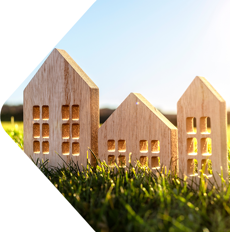 Image showing model houses in the grass