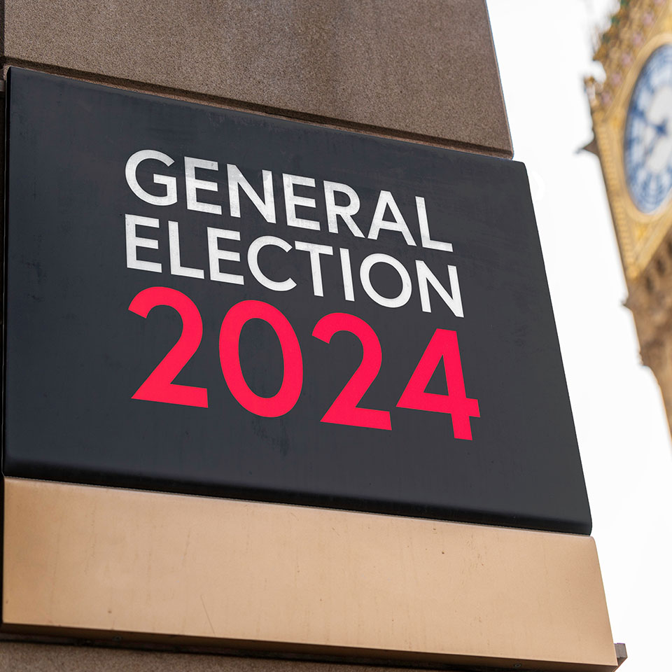 Image showing Big Ben with a 2024 General Election sign in front