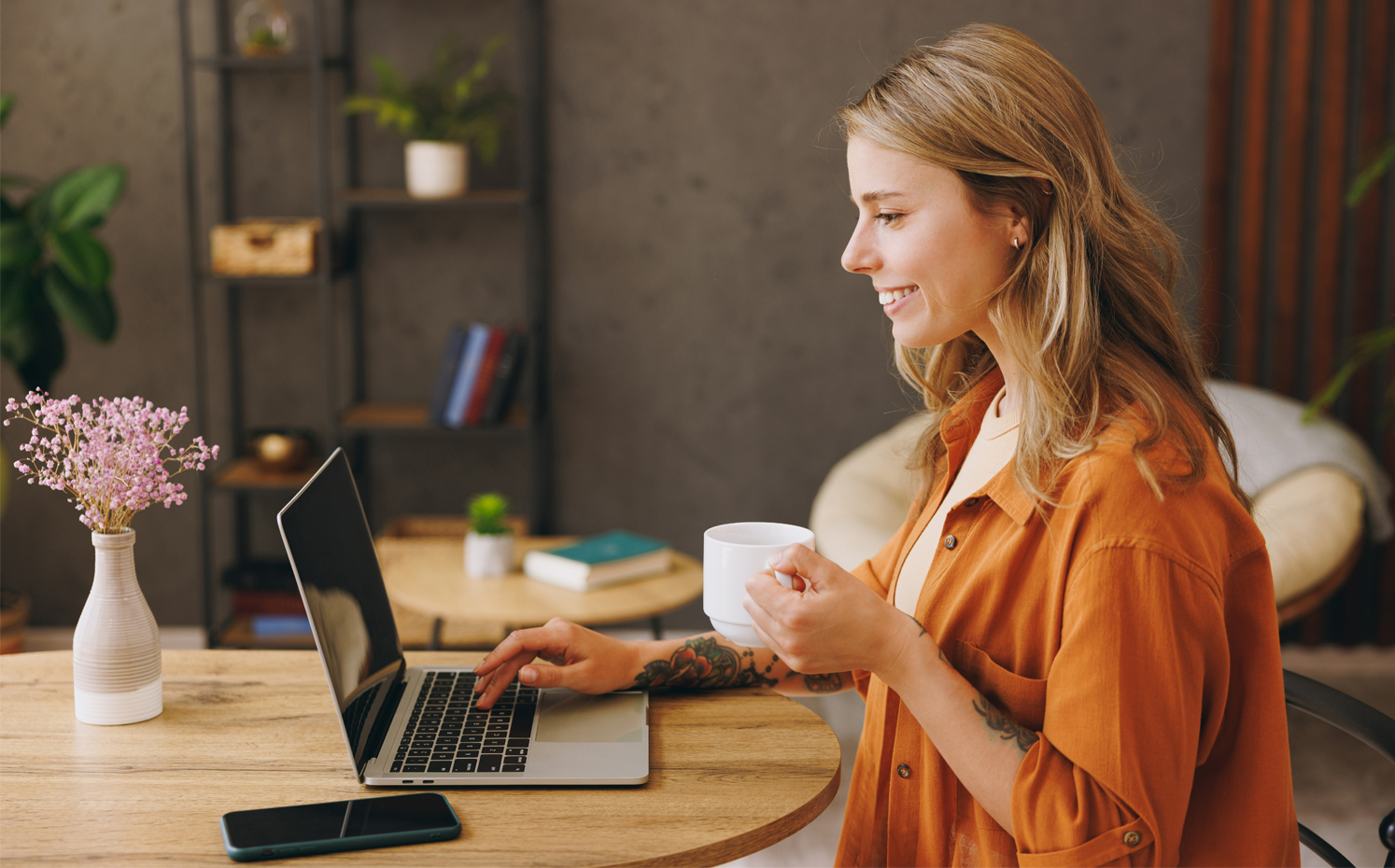 Woman working on a laptop